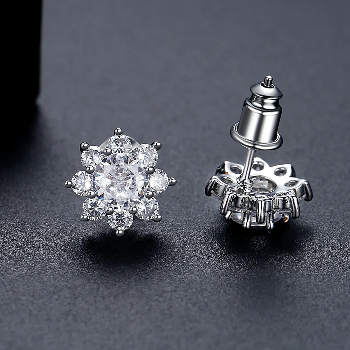 CZCITY Fashion Wholesale a AA Cubic Zircon Flower Cute Stud Earrings Diamond Female Wedding Party Stud Earrings for Women