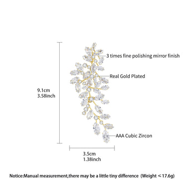 LUOTEEMI Clear Cubic Zirconia Leaves Shape Women Elegant Big Brooch White Gold Plated High Quality Jewellery for Women