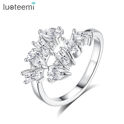 LUOTEEMI Cubic Zirconia Trendy Fashion Jewelry Adjustable Finger Ring for Girls High Quality Women Jewelry Factory Wholesale