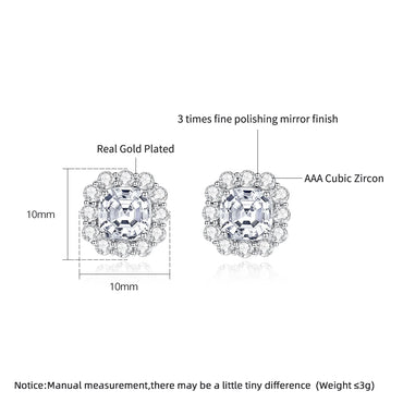CZCITY Luxury Woman Trendy Elegant Popular Earring Zirconia Quadrate Engagement Wedding Jewelry Stud Earrings