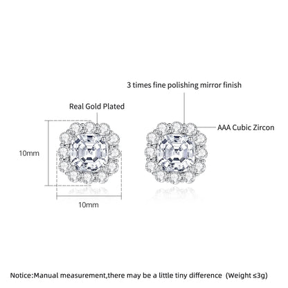 CZCITY Luxury Woman Trendy Elegant Popular Earring Zirconia Quadrate Engagement Wedding Jewelry Stud Earrings