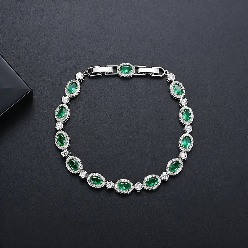 LUOTEEMI New Oval Shape Fashion Cubic Zircon Luxury Copper Tennis Bracelet for Girls Designer Womens Hand Jewelry Bracelets
