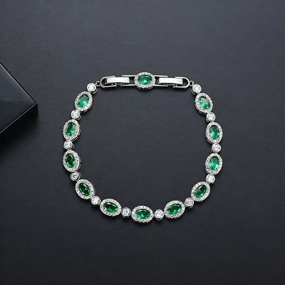 LUOTEEMI New Oval Shape Fashion Cubic Zircon Luxury Copper Tennis Bracelet for Girls Designer Womens Hand Jewelry Bracelets