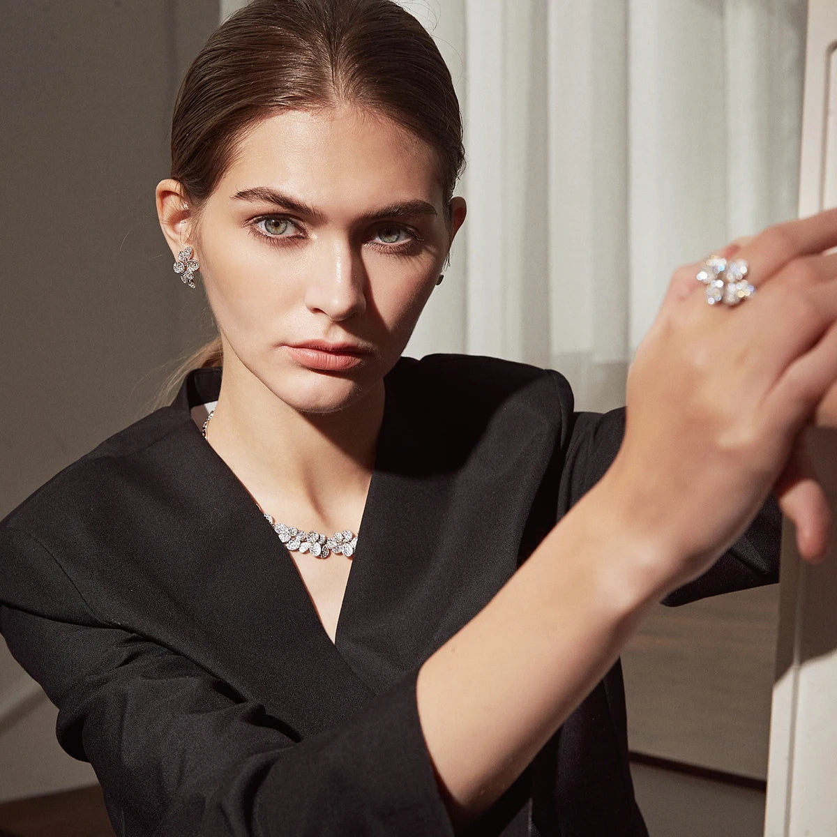 Trendy Multiple Rhodium Plated Brass Made Earrings AAA Cubic Zirconia Paving Setting Women Jewelry