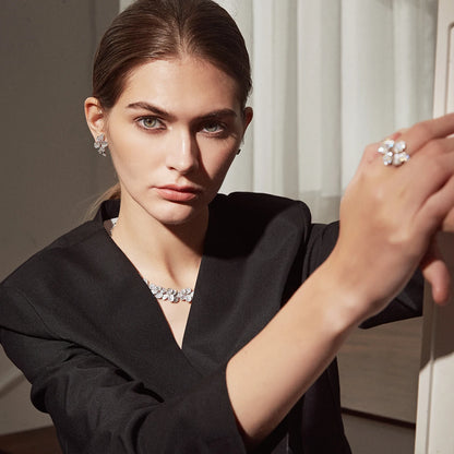 Trendy Multiple Rhodium Plated Brass Made Earrings AAA Cubic Zirconia Paving Setting Women Jewelry