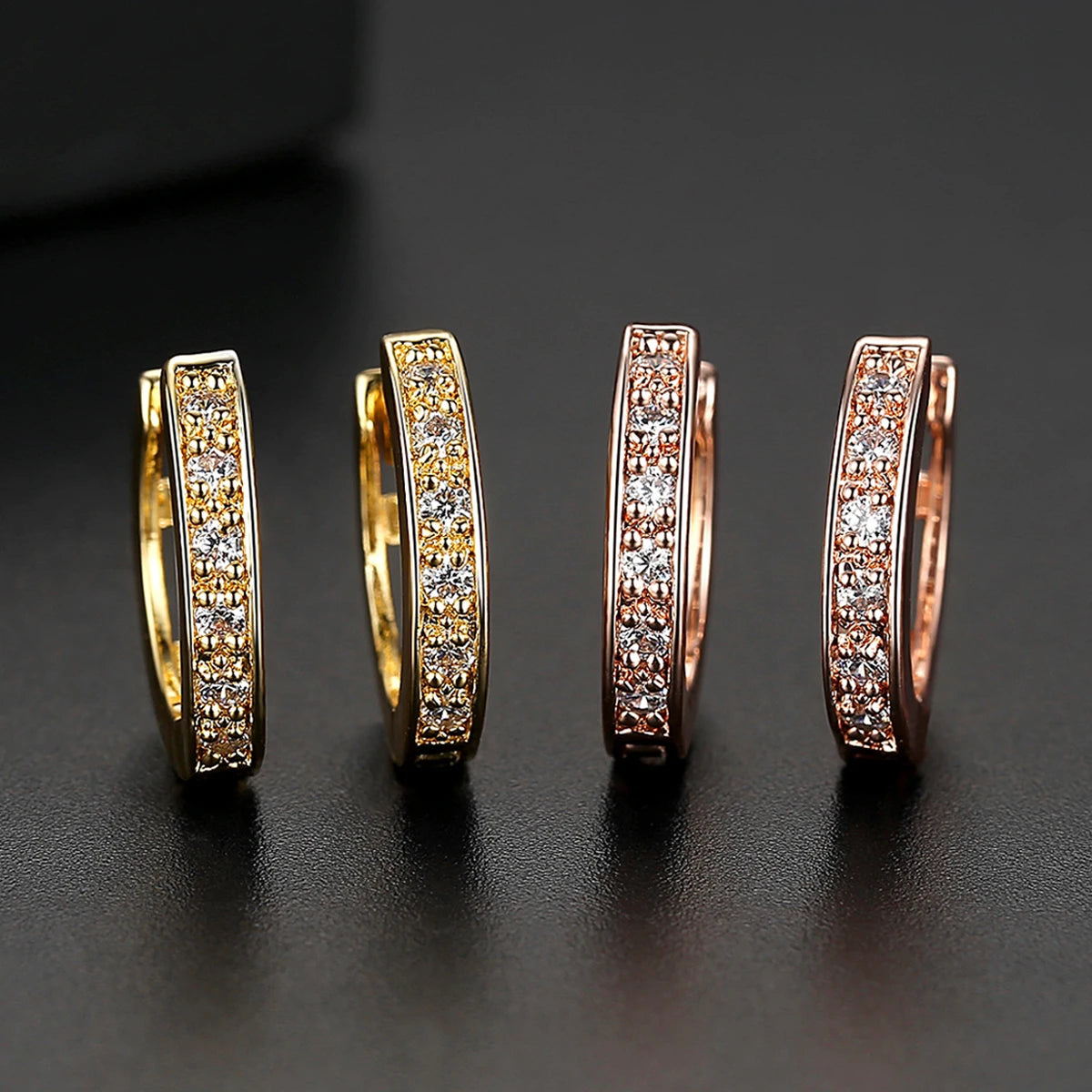CZCITY Wholesale High Quality Luxury Rhodium Plated CZ Jewelry Popular Hip Hop Design Small Hoop Earrings for Women