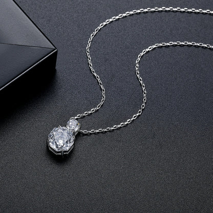 CZCITY Korean Design Millennium Rose Cut Octagonal Zircon Clear and Pink Classic Girls Trendy Link Chain Pendants Necklaces