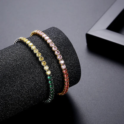 CZCITY Classic Design Women Red and Green Gradual Color Change Zircon Stone Girls Solid Chain Adjustable Bracelets for Girls