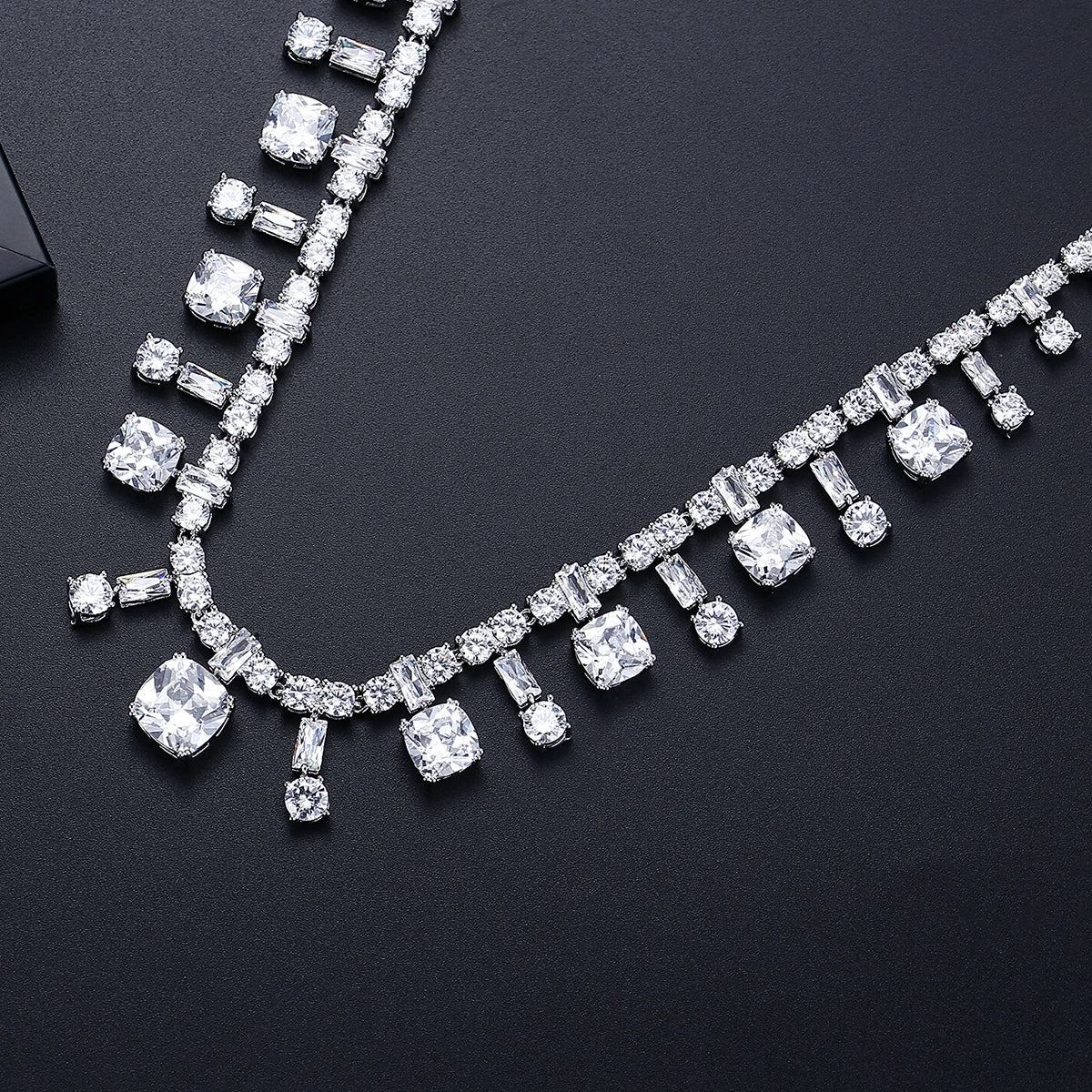LUOTEEMI Luxury Geometric Zircon Stone Clear Color Bridal Jewelry Copper Cubic Zirconia Sets for Wedding Luxury Jewellery Set