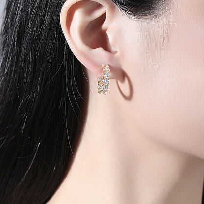 CZCITY New Design Classic Round Full of CZ Cubic Zirconia Trendy Korean Fashion Elegant Hoop Earings