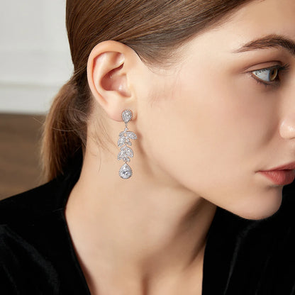 Cubic Zirconia Zircon Drop Woman Statement Fashion  Earing for Wedding Bridal Earring