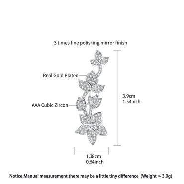 LUOTEEMI New Elegant Fashion Brass Copper Tiny Cubic Zirconia Girls Small CZ Brooches Flower Shape White Gold Color Brooch