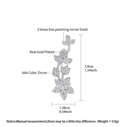 LUOTEEMI New Elegant Fashion Brass Copper Tiny Cubic Zirconia Girls Small CZ Brooches Flower Shape White Gold Color Brooch