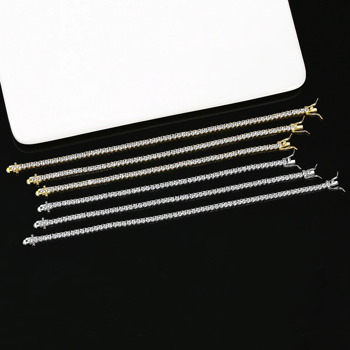 Trendy Luxury Women 18K Gold Plated Hiphop 3MM Cubic Zirconia Tennis Ice Out Hip Hop Bracelet for Men