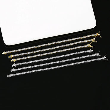 Trendy Luxury Women 18K Gold Plated Hiphop 3MM Cubic Zirconia Tennis Ice Out Hip Hop Bracelet for Men