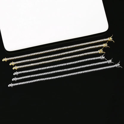 Trendy Luxury Women 18K Gold Plated Hiphop 3MM Cubic Zirconia Tennis Ice Out Hip Hop Bracelet for Men