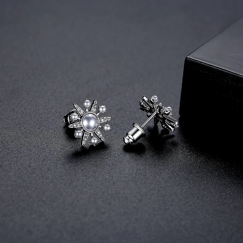 CZCITY Jewelry Earing Lady Woman Fashion Stud Big Statement 2025 CZ Pave Hot Sale Pearl and Flower Earrings