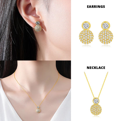 LUOTEEMI Tiny Cubic Zirconia Round Ball Classic Design Earrings and Necklace Jewelry Sets for Women High Quality Jewellery Gifts