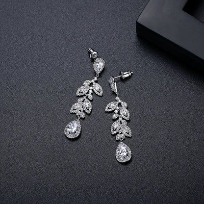 Cubic Zirconia Zircon Drop Woman Statement Fashion  Earing for Wedding Bridal Earring