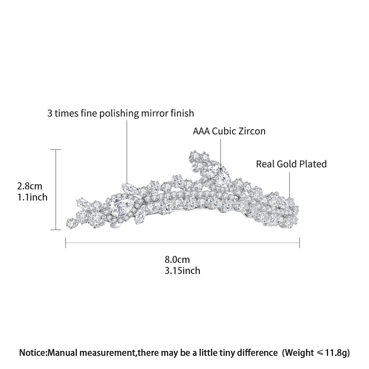 LUOTEEMI Luxury Cubic Zirconia Clear CZ Stone Women Flower Brass Parts Hair Jewelry Pin Wedding Bridal Gifts Hair Pins
