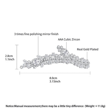 LUOTEEMI Luxury Cubic Zirconia Clear CZ Stone Women Flower Brass Parts Hair Jewelry Pin Wedding Bridal Gifts Hair Pins