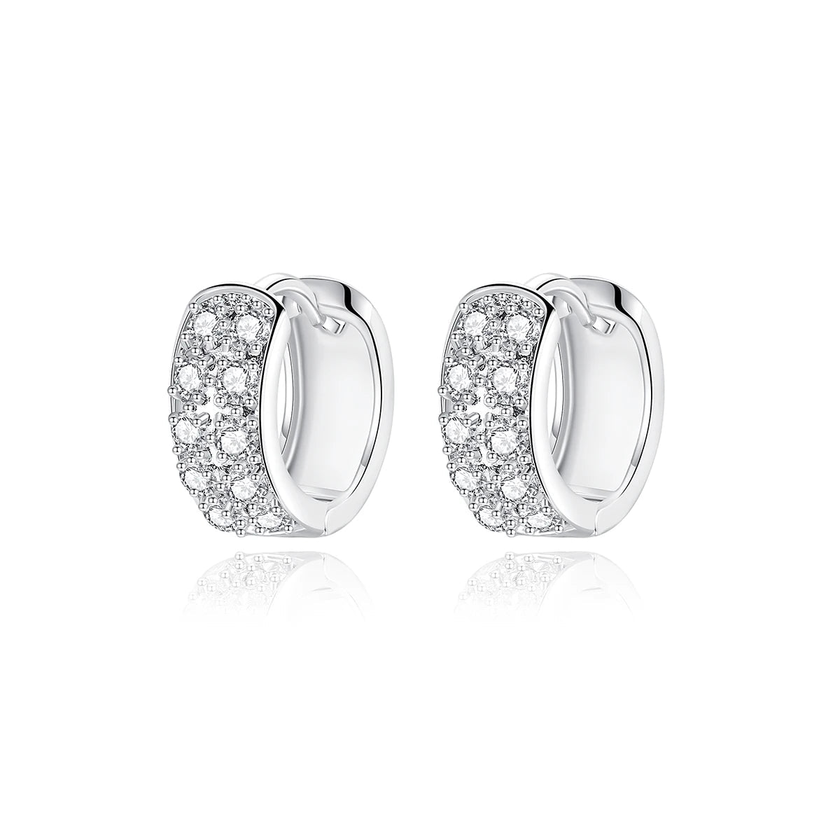 CZCITY Wholesale Women Gift Jewelry Tiny Cubic Zirconia Paved Hip Hop Hoop Cuff Earrings
