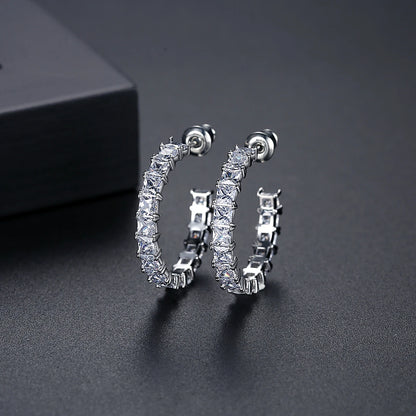 Lady Earing Jewelry New Fashion Large Geometric Bling Out Big Circle Woman Huggie Hoop Earring