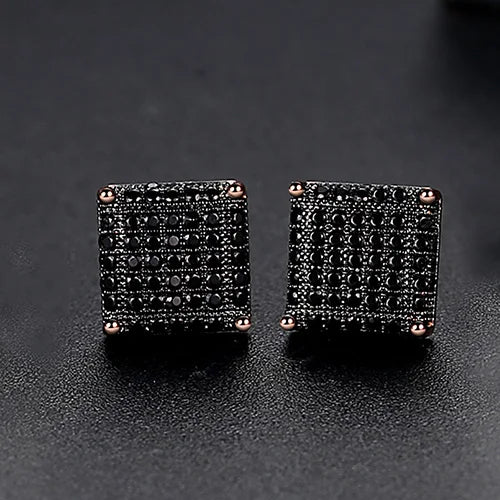 New Arrival Hip Hop Simple Square Earrings 3A CZ Stone Earrings for Men Women Punk Jewelry Wholesale