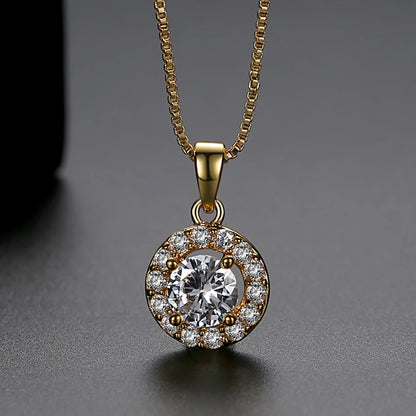 CZCITY Hot Sale Hearts & Arrows Cut Top Quality Carat CZ Diamond Round Pendant Sona Necklace