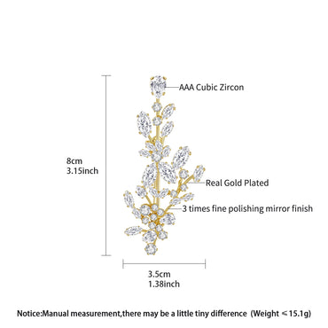LUOTEEMI New Trendy Brass Parts Clear Zircon Jewelry Leaf Shape Women Brooch Pin Luxury Suits Matching Brooches