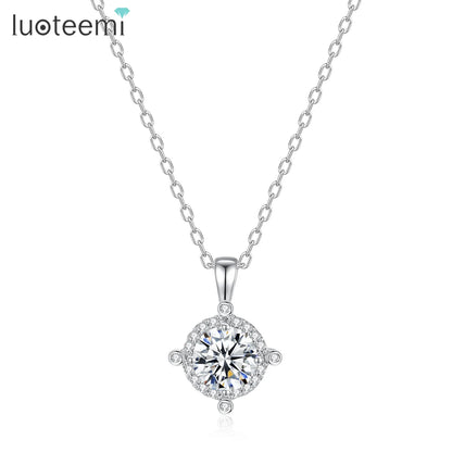 LUOTEEMI Classic Design Delicate Women Brass Cooper Alloy Zircon Stone Pendants Daily Wear High Quality Jewelry Necklace