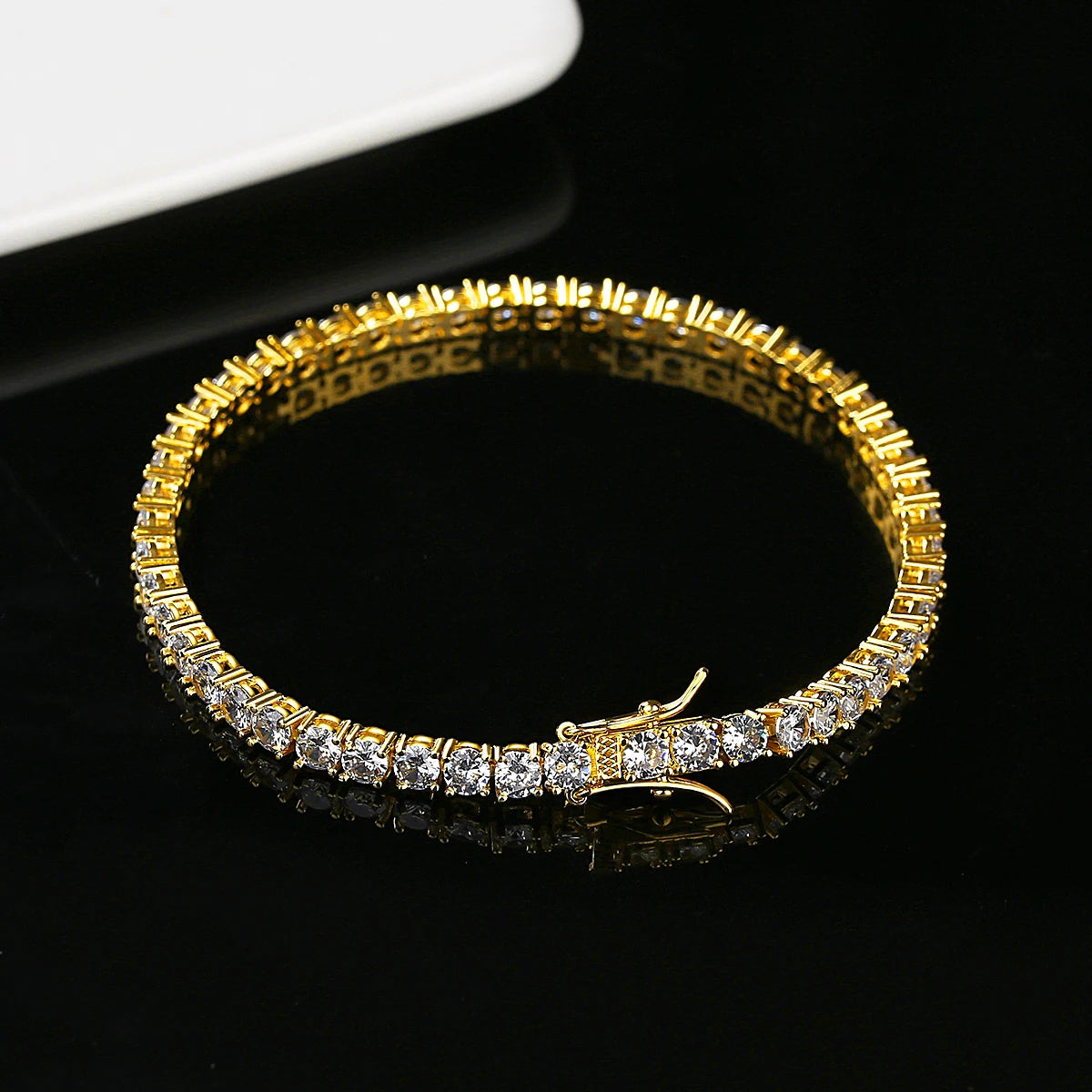 Women Copper 2021 Gold Plated Fashion Trendy Trending Mens Luxury Jewelry 4mm CZ Tennis Bracelet