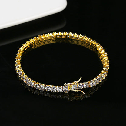 Women Copper 2021 Gold Plated Fashion Trendy Trending Mens Luxury Jewelry 4mm CZ Tennis Bracelet