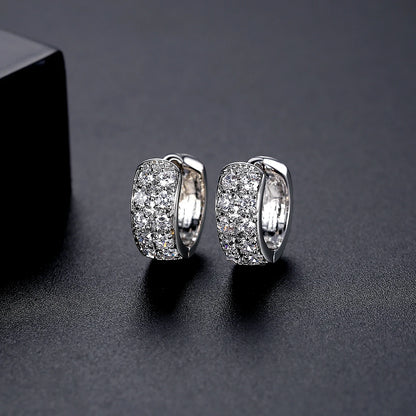 CZCITY Wholesale Women Gift Jewelry Tiny Cubic Zirconia Paved Hip Hop Hoop Cuff Earrings