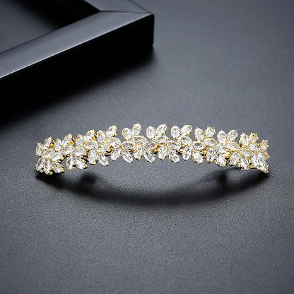 LUOTEEMI Geometric Rectangle Clear Zircon Flower Shape French Pin Jewellery Hair Women Luxury Hair Clip Pin Bridal Wedding