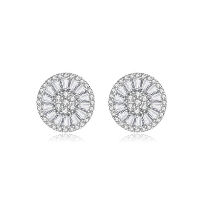 CZCITY Wholesale Brand New Design Pure Clear Cubic Zircon Micro Pave Women Luxury Wedding Bridal Round Stud Earrings