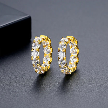 CZCITY New Design Classic Round Full of CZ Cubic Zirconia Trendy Korean Fashion Elegant Hoop Earings