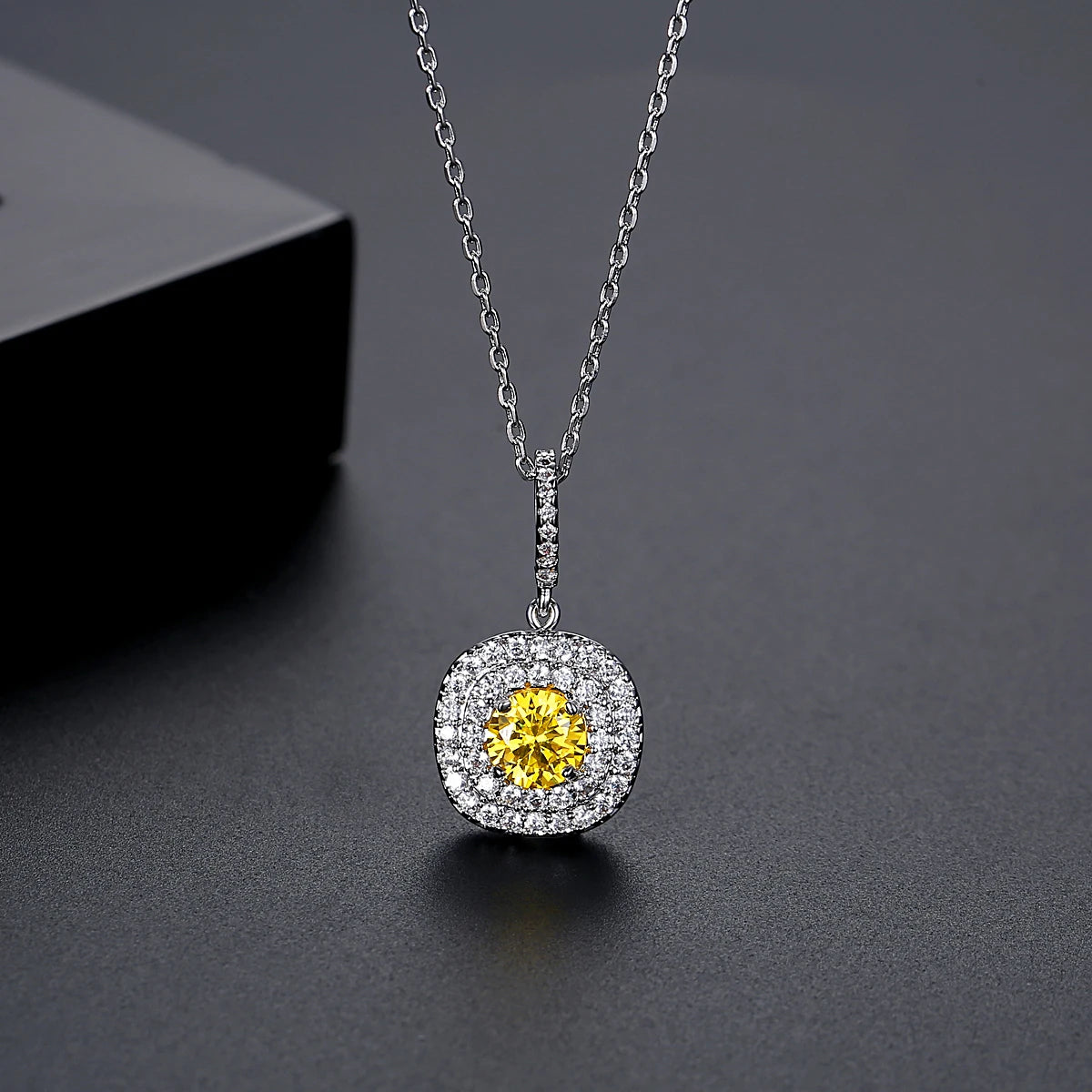 CZCITY Brand Luxury Women Exquisite Rhodium Plated Inlay a AA Top Quality Zircon Wedding Bridal Pendant Necklace Wholesale