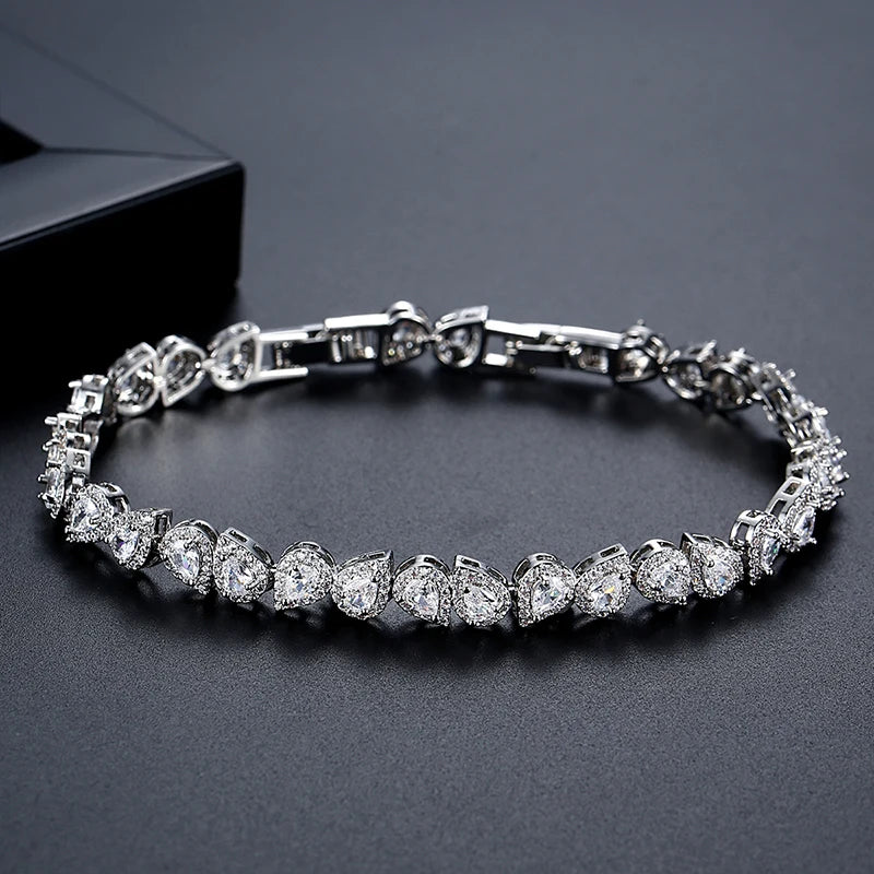 CZCITY New Design Luxury Wedding Bridal Ladies Elegant Bracelet Delicate Cute Girls Hand Bracelets Anniversary Jewelry