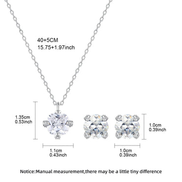 LUOTEEMI Cute Japanese Women Classic Design Small Fashion Zircon Jewelry Sets for Office Lady Rhodium Plated