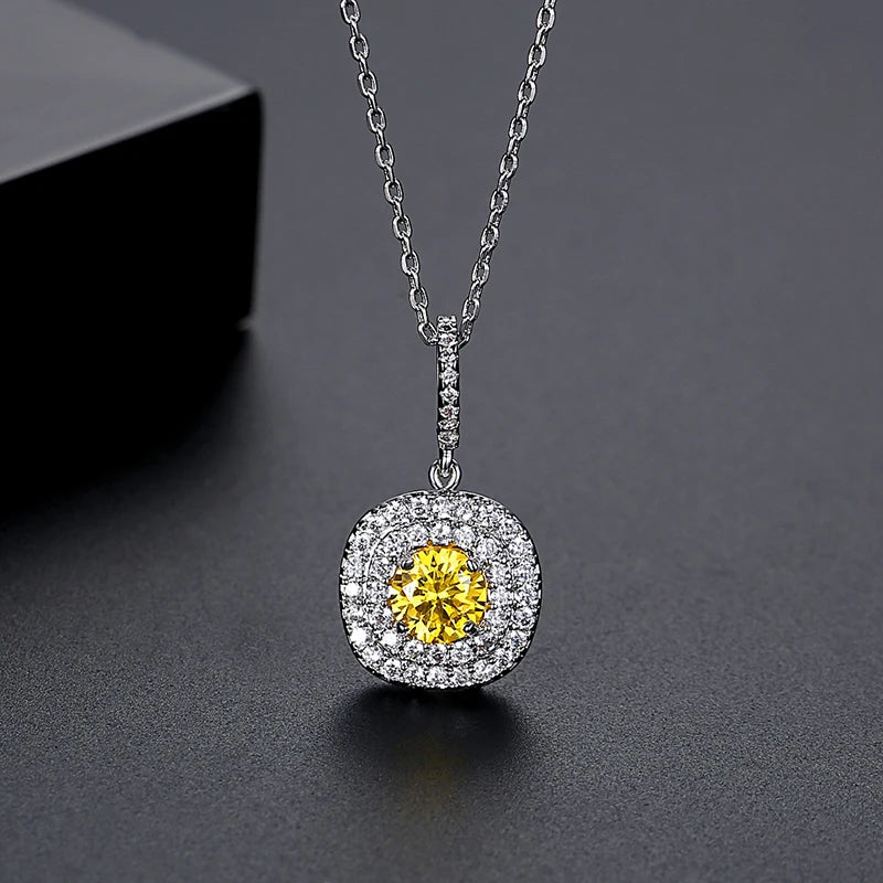 CZCITY Brand Luxury Women Exquisite Rhodium Plated Inlay a AA Top Quality Zircon Wedding Bridal Pendant Necklace Wholesale
