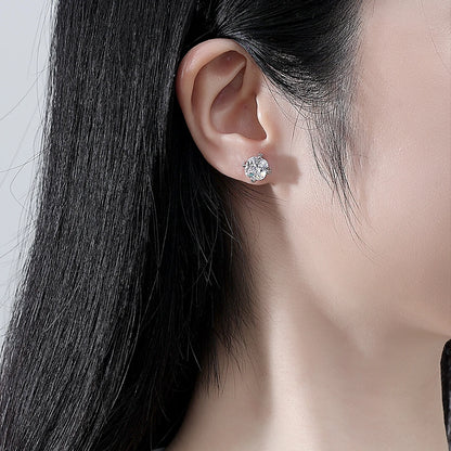LUOTEEMI Cute Japanese Women Classic Design Small Fashion Zircon Jewelry Sets for Office Lady Rhodium Plated