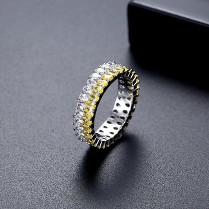 LUOTEEMI Small Clear Water Drop Zircon Stone Yellow and Clear Mix Color Jewelry Band Rings for Women Punk Fashion