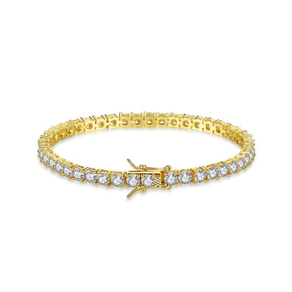 Women Copper 2021 Gold Plated Fashion Trendy Trending Mens Luxury Jewelry 4mm CZ Tennis Bracelet