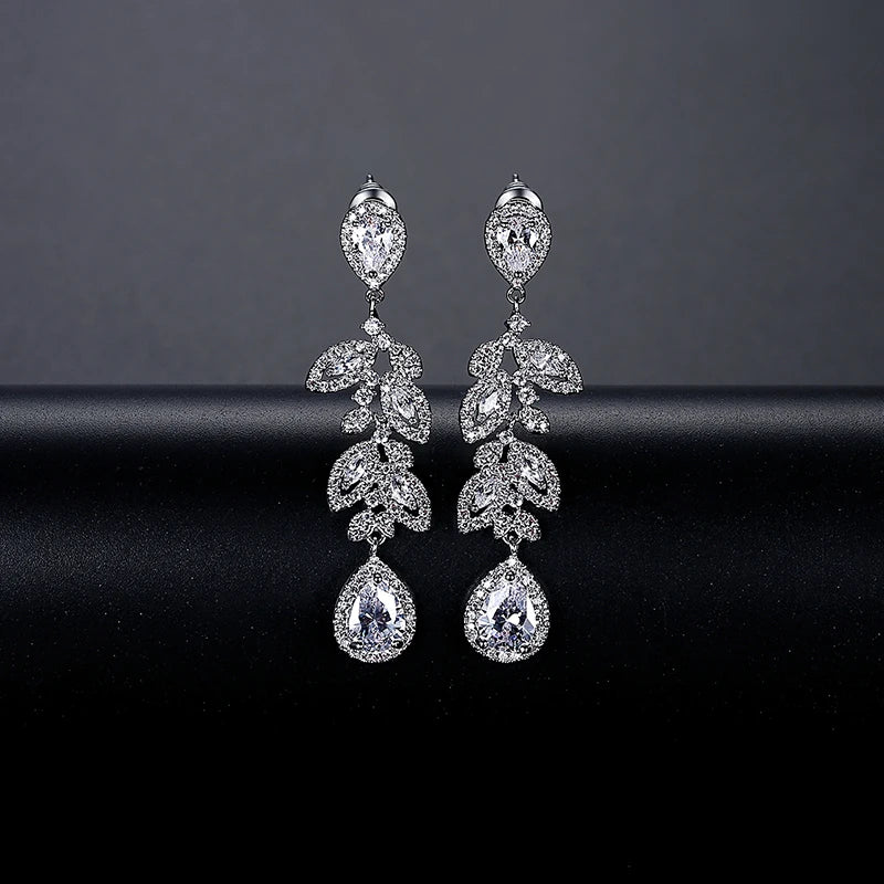 Cubic Zirconia Zircon Drop Woman Statement Fashion  Earing for Wedding Bridal Earring