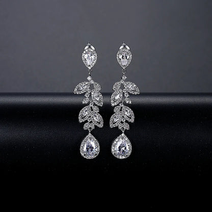 Cubic Zirconia Zircon Drop Woman Statement Fashion  Earing for Wedding Bridal Earring