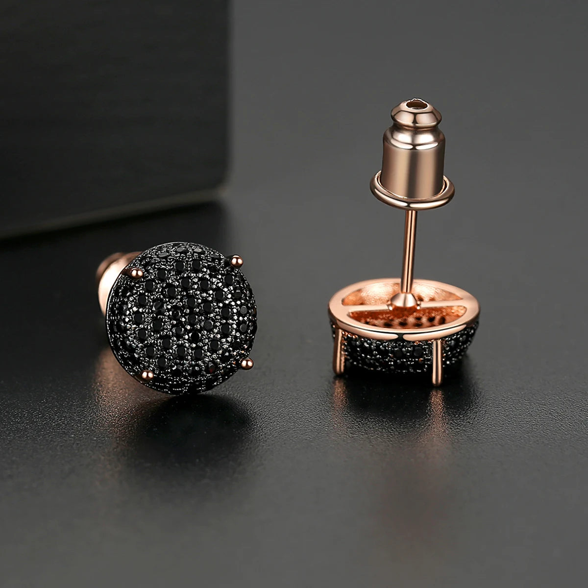 CZCITY New Fashion Round Stud Earrings for Women Dating Micro Cubic Zircon Three Color Luxury Jewelry Gift