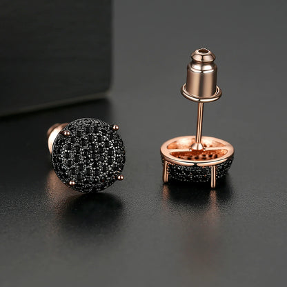 CZCITY New Fashion Round Stud Earrings for Women Dating Micro Cubic Zircon Three Color Luxury Jewelry Gift