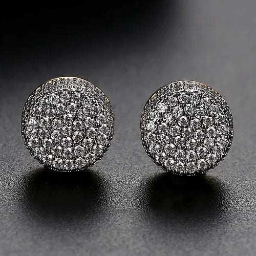 CZCITY Double Gold Plating High Quality Ear Stud Small Cubic Zirconia Hop Hop Stud Earrings for Men