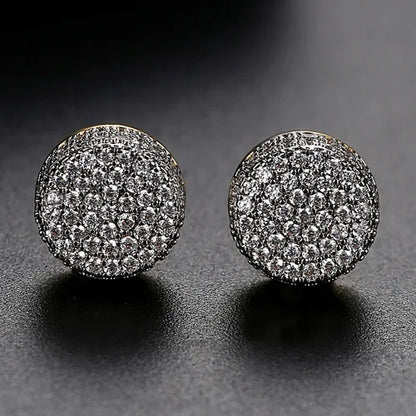 CZCITY Double Gold Plating High Quality Ear Stud Small Cubic Zirconia Hop Hop Stud Earrings for Men